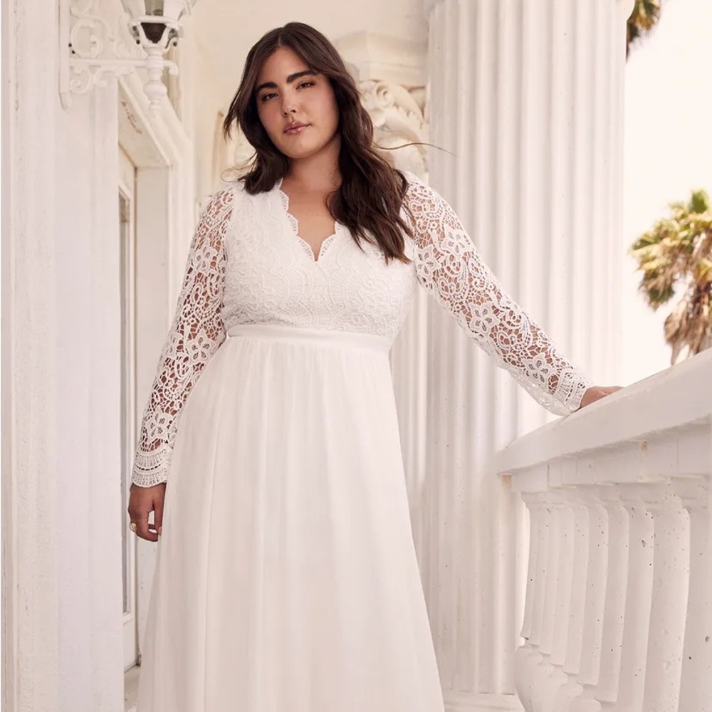 Lulu’s Awaken My Love White Long Sleeve Lace Maxi Dress